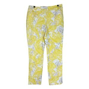 Chico’s So Slimming 360 Brigitte Ankle Pants Womens 10 Yellow Baroque Pull-On